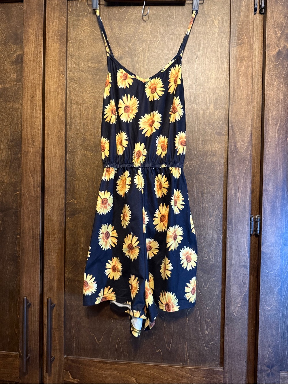 Source Unknown Black Sunflower Print Romper